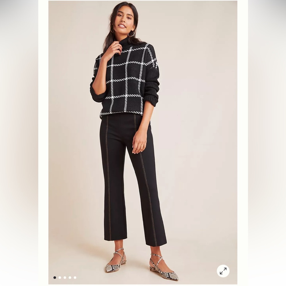 Black High-Rise Cropped Wide-Leg Pants